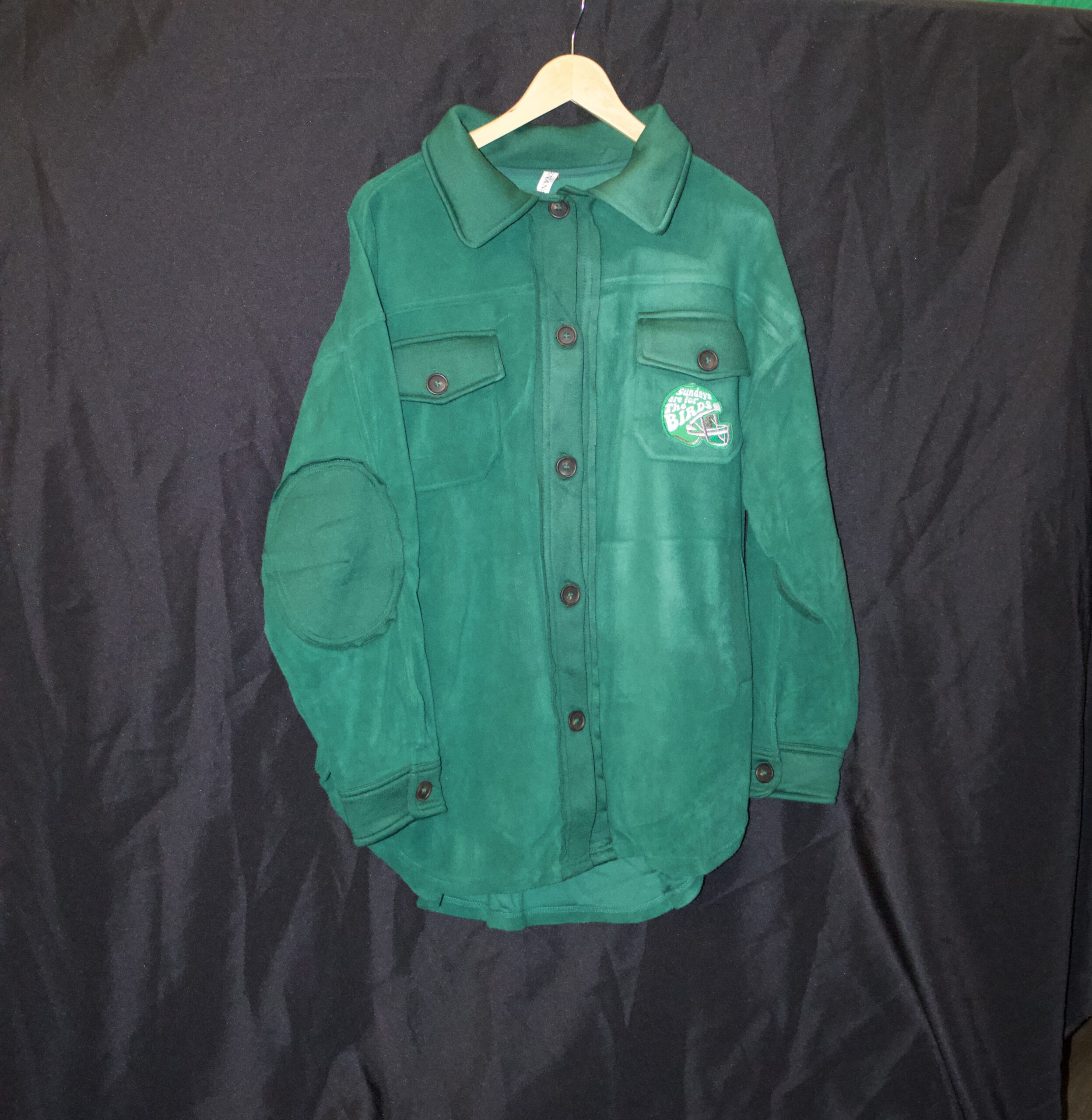 Deep Green Oversized Button-Up Jacket