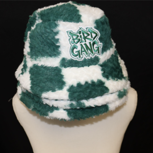 Fluffy Green & White Checker Bucket Hat
